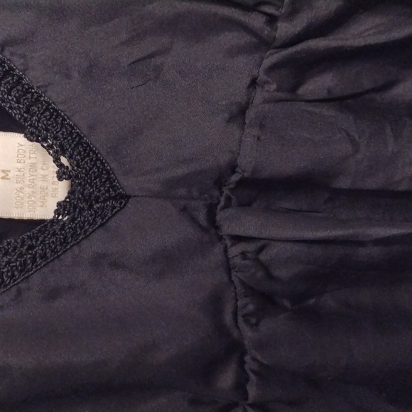 NEW Gold Hawk Black Silk Double Layer Silk Babydoll Camisole Tank Size Medium - Picture 8 of 16